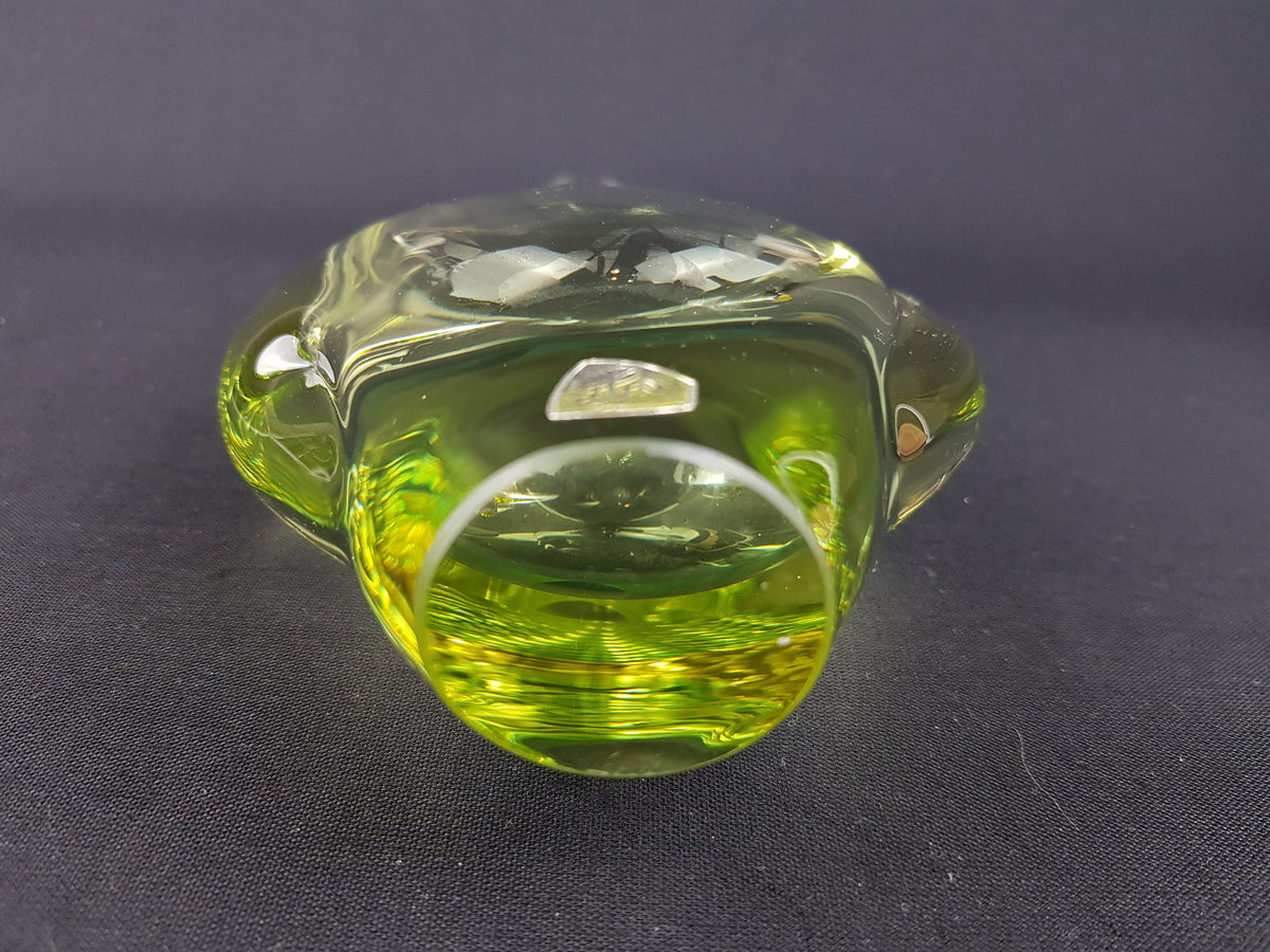 Vintage ZELEZNY BROD SKLO Yellow Glass Vase from Czechoslovakia 1950s by Miloslav Klinger