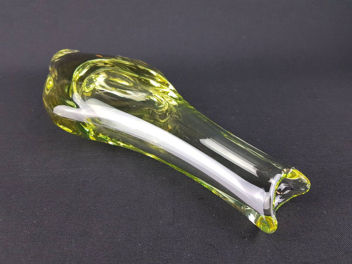Vintage ZELEZNY BROD SKLO Yellow Glass Vase from Czechoslovakia 1950s by Miloslav Klinger