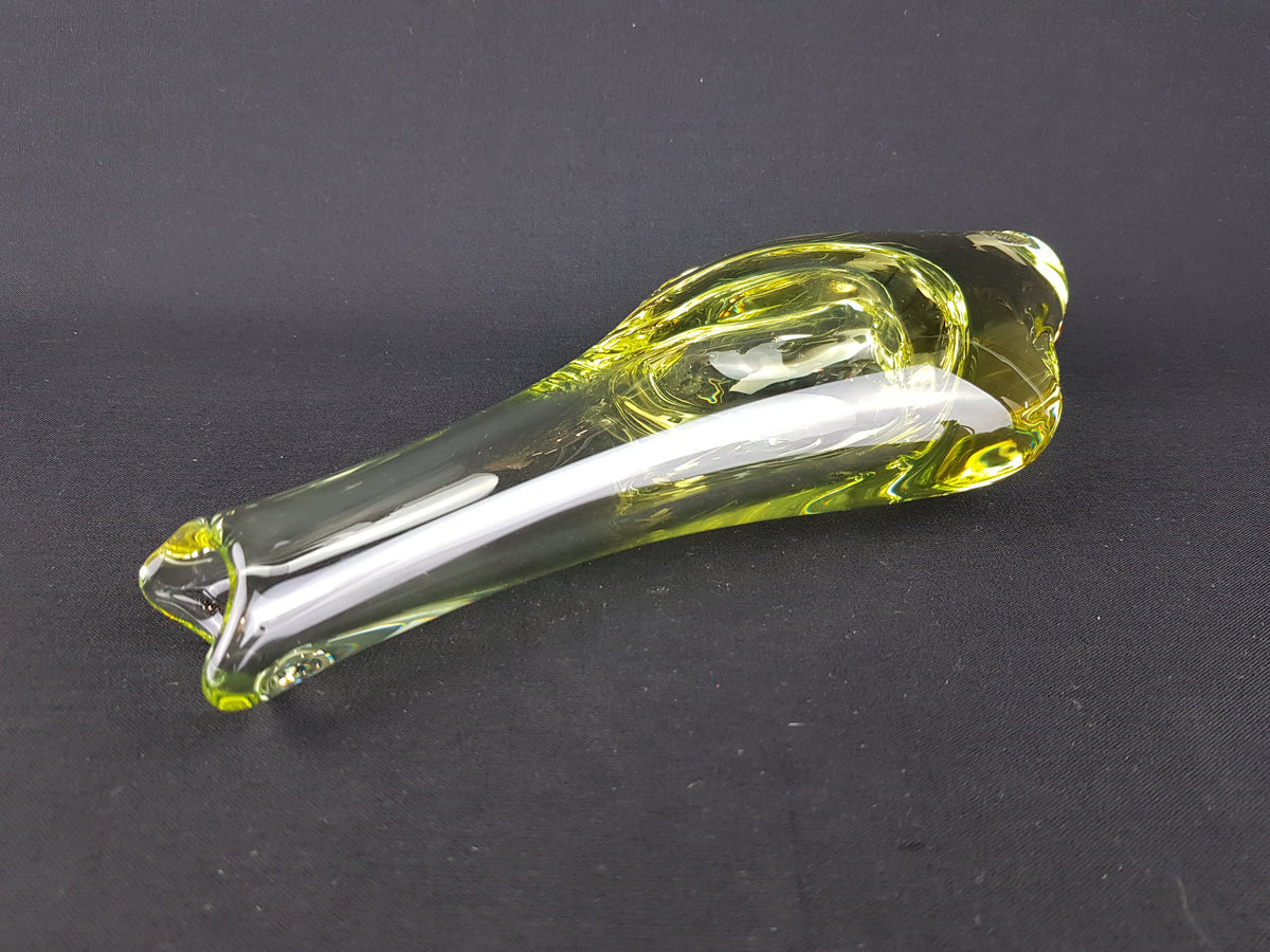 Vintage ZELEZNY BROD SKLO Yellow Glass Vase from Czechoslovakia 1950s by Miloslav Klinger