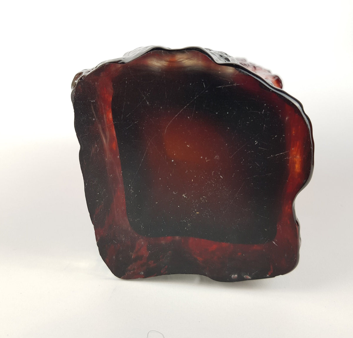 Vintage JAPANESE Red Black Bark Textured Vase from SHOEI HANDCRAFT Tajima Glass Japan 1970s