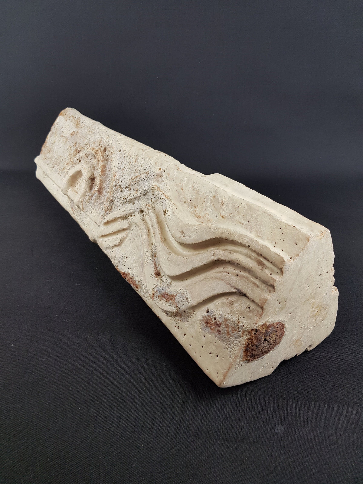 21 Inch XXL Unique Vintage Triangular Beige SCHÄFFENACKER Studio Art Pottery Statue Totem Pole West German Pottery 1960s