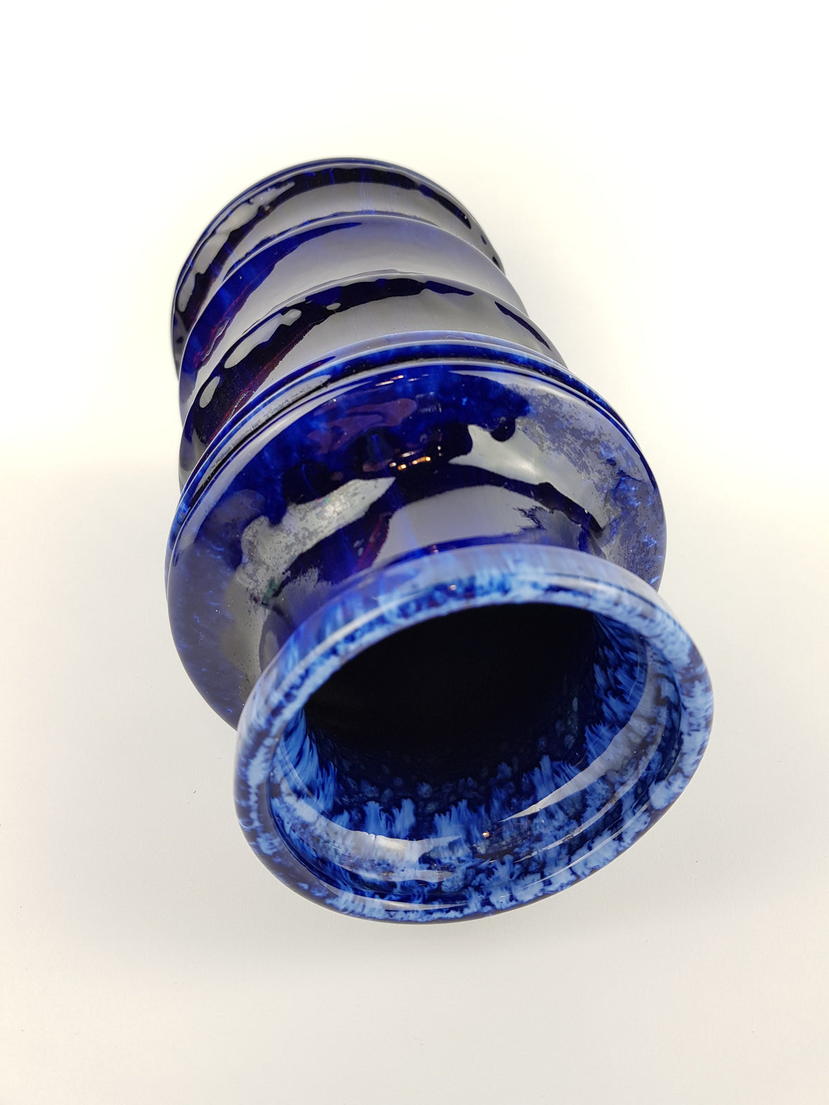 Vintage SCHEURICH KERAMIK Blue "Pagode" Vase 266 28 West German Pottery Fat Lava Era 1970s
