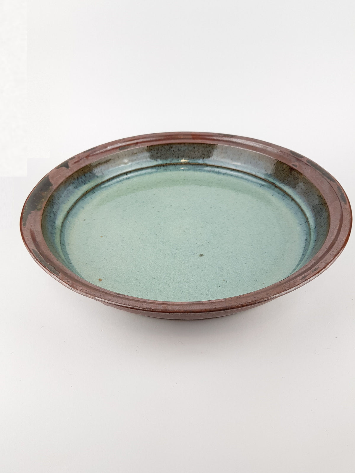Vintage STUDIO ART POTTERY Turquoise and Brown Bowl from West Germany 1960s