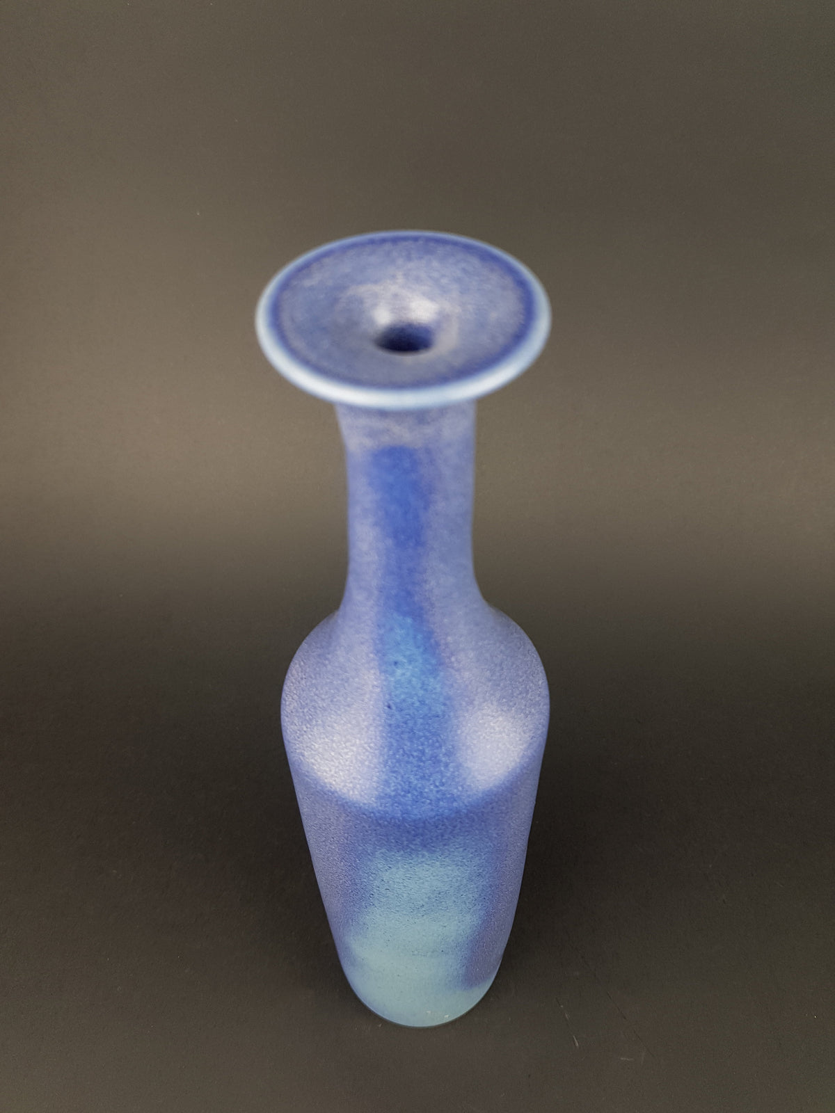 Vintage GABRIEL SWEDEN POTTERY Matte Blue Scandinavian Art Vase 1960s by Kjell Andersson