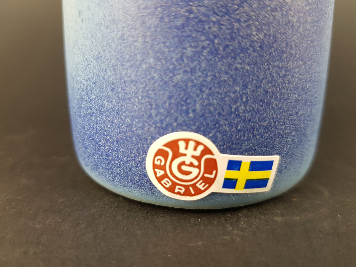 Vintage GABRIEL SWEDEN POTTERY Matte Blue Scandinavian Art Vase 1960s by Kjell Andersson