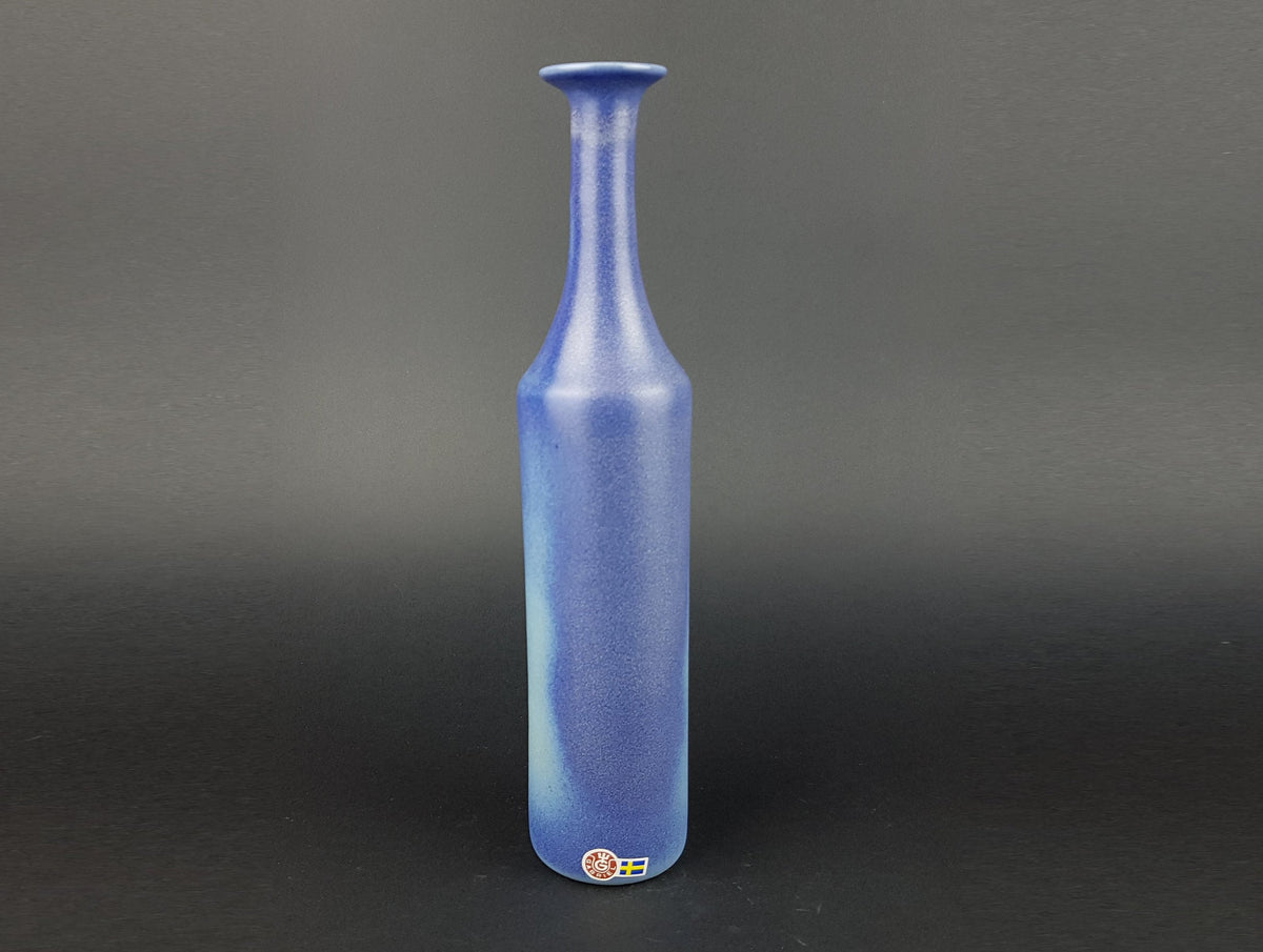 Vintage GABRIEL SWEDEN POTTERY Matte Blue Scandinavian Art Vase 1960s by Kjell Andersson