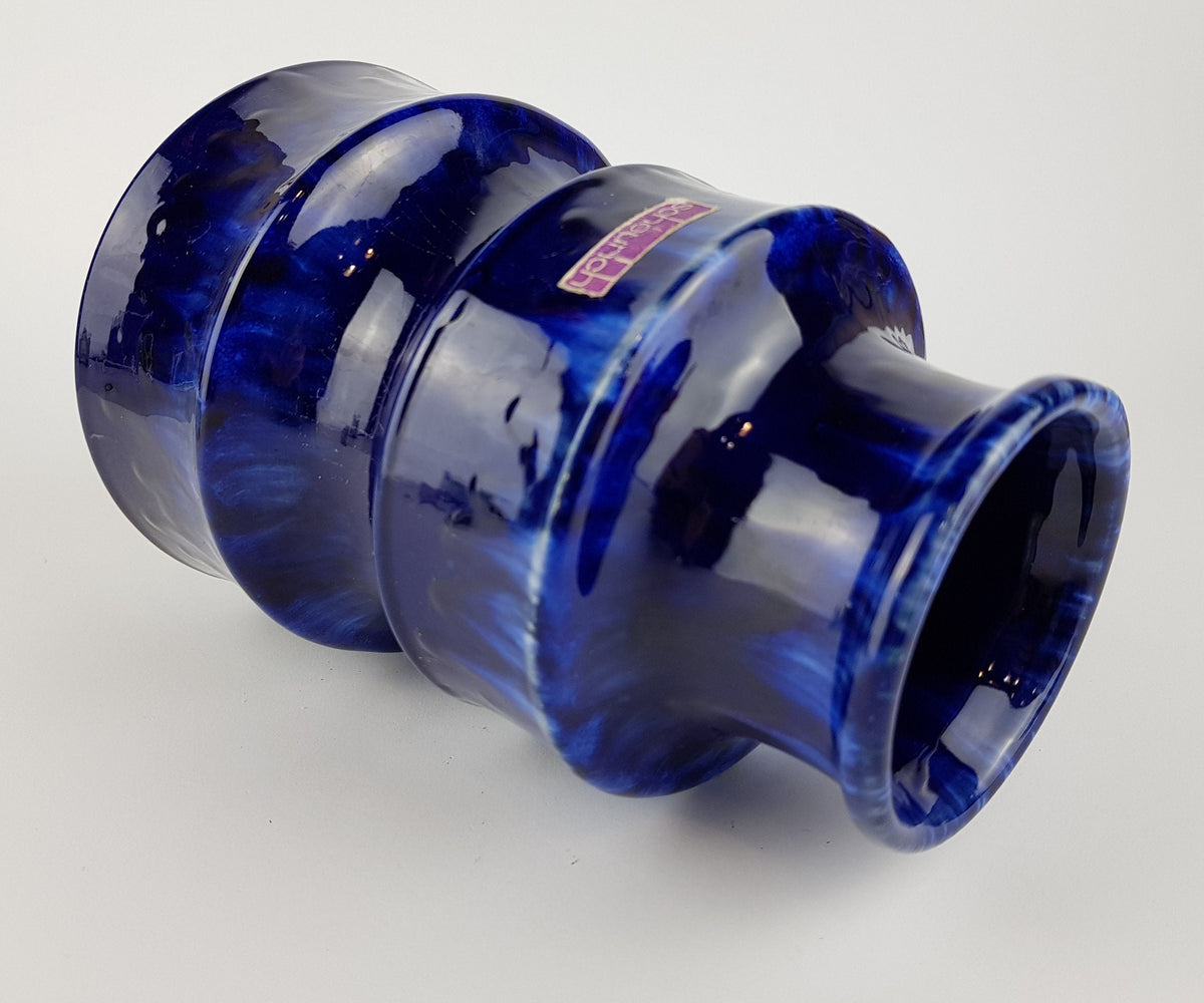 Vintage SCHEURICH KERAMIK Blue PAGODE Vase 267/20 West German Pottery Fat Lava Era