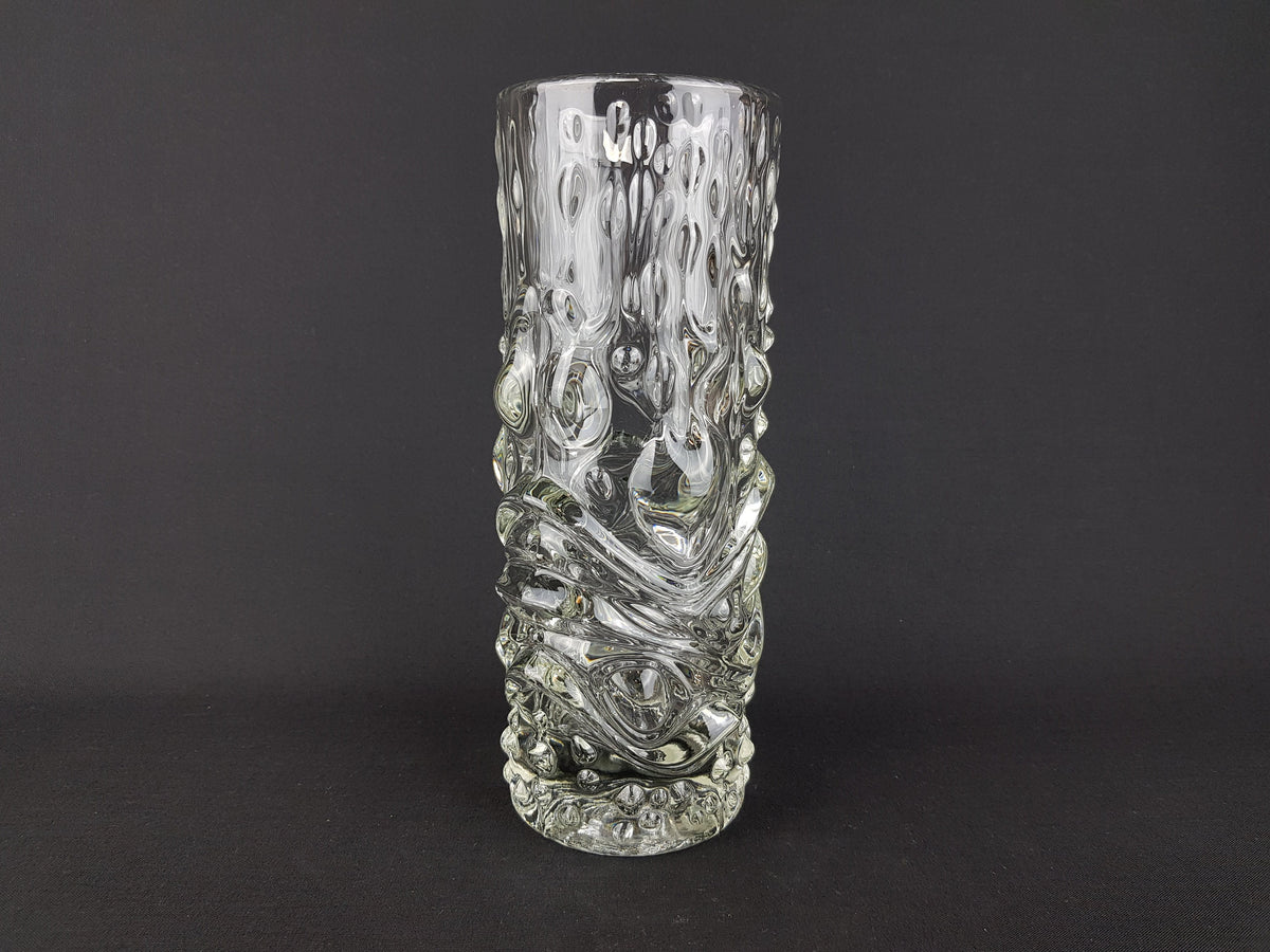 Rare Vintage HERMANOVA Clear Glass Vase from Czech Republic by Frantisek Peceny SKLO Union 1979s