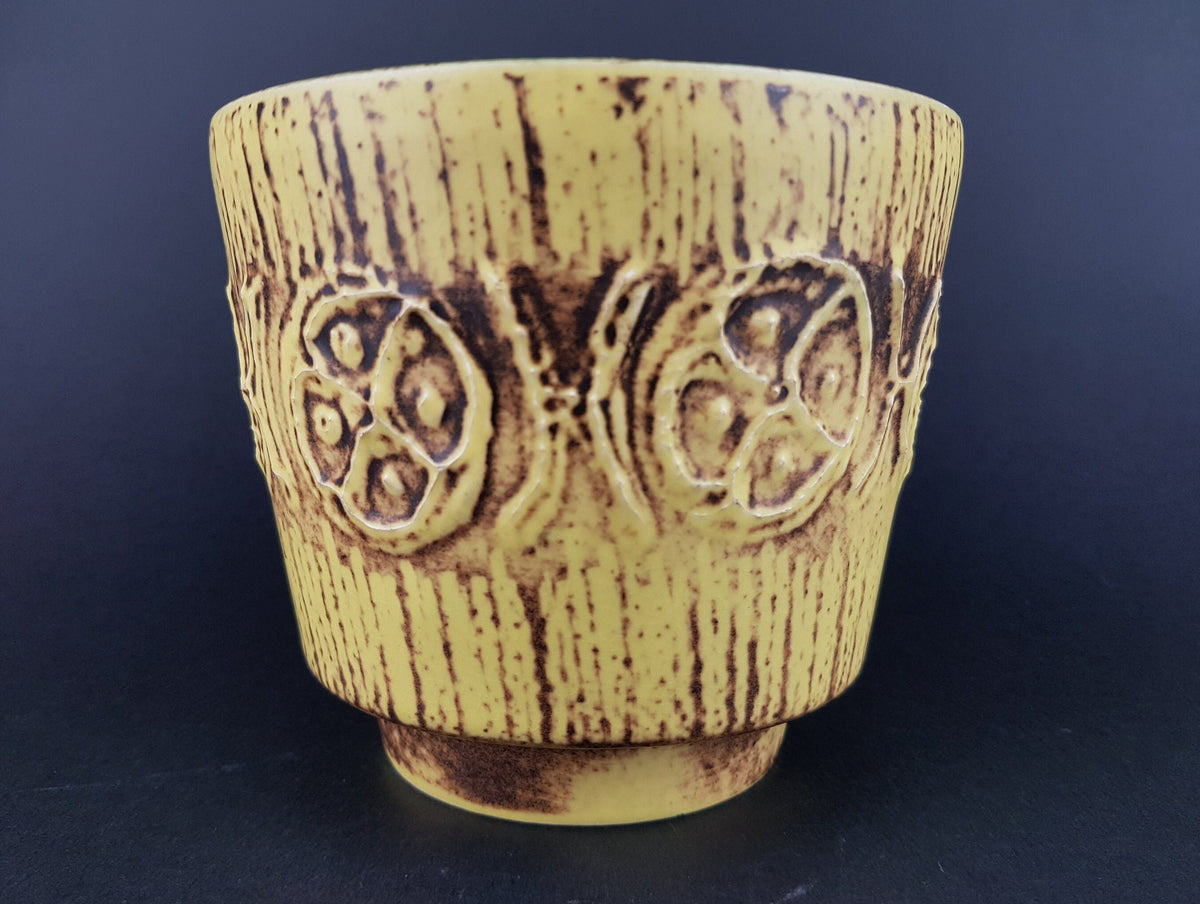 Vintage UBELACKER (Ü-Keramik) Yellow Planter Flower Pot West German Pottery 1960s