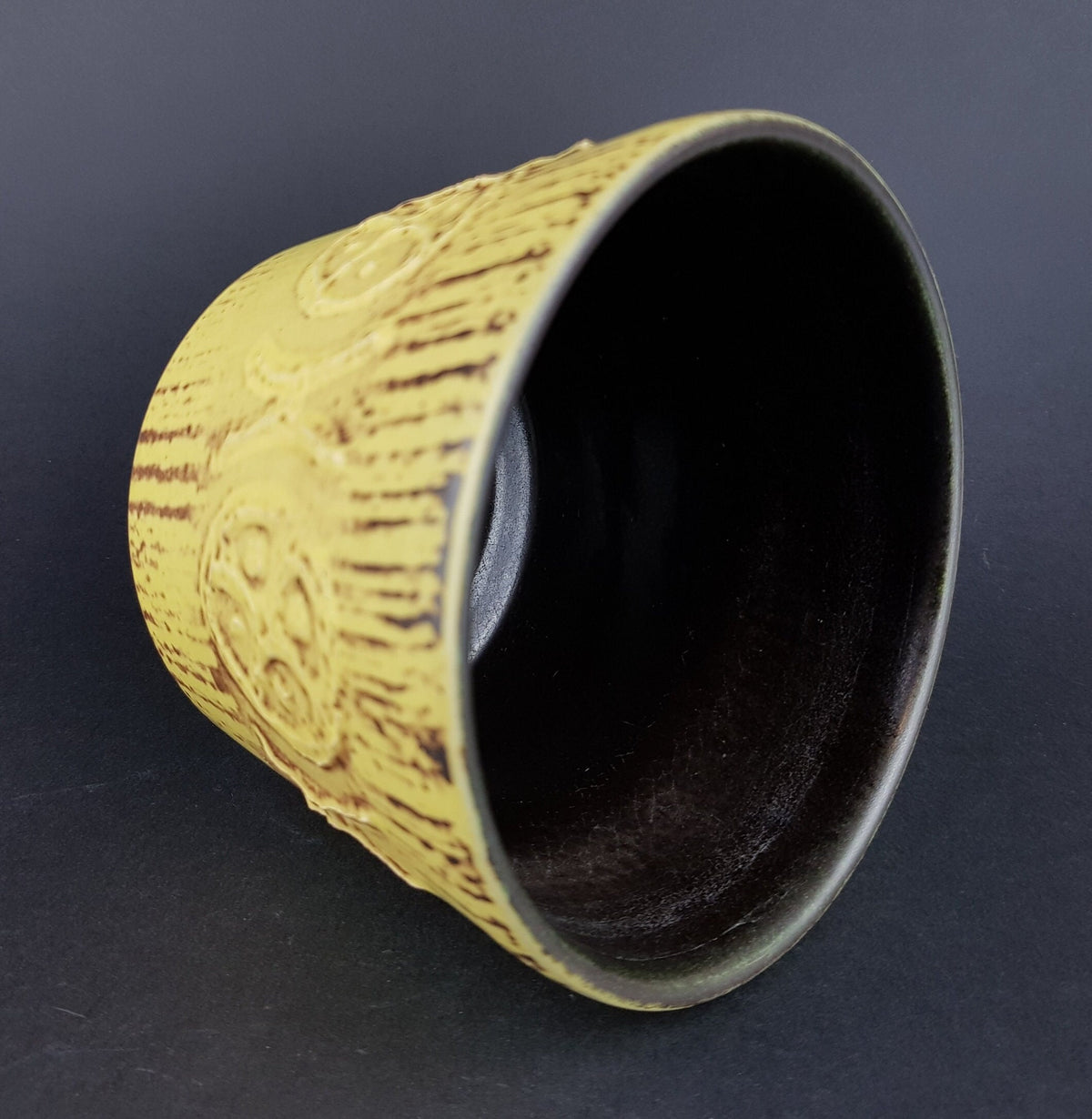 Vintage UBELACKER (Ü-Keramik) Yellow Planter Flower Pot West German Pottery 1960s