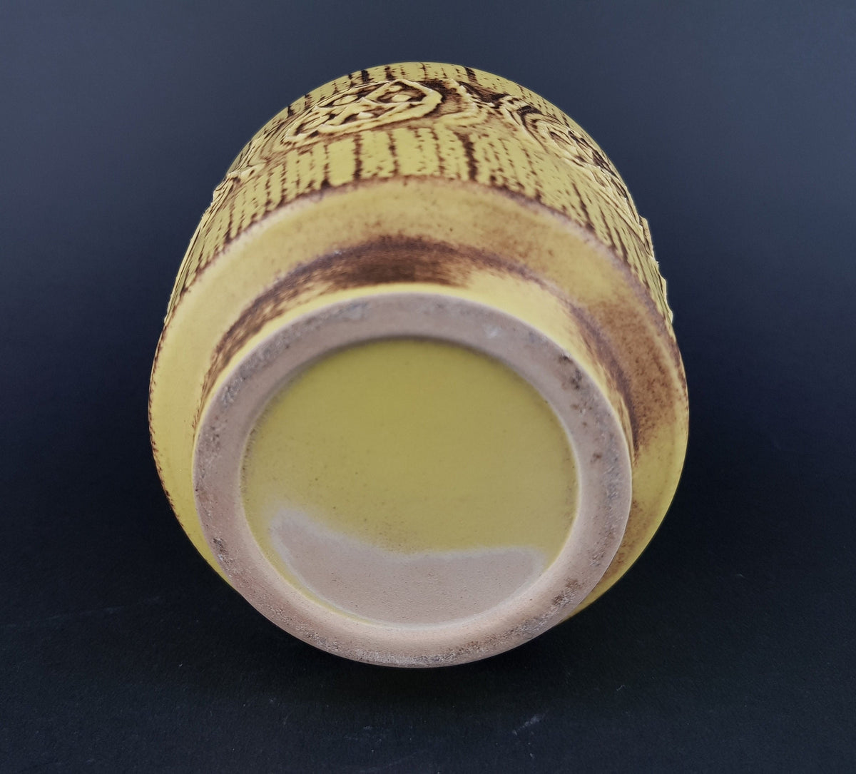 Vintage UBELACKER (Ü-Keramik) Yellow Planter Flower Pot West German Pottery 1960s