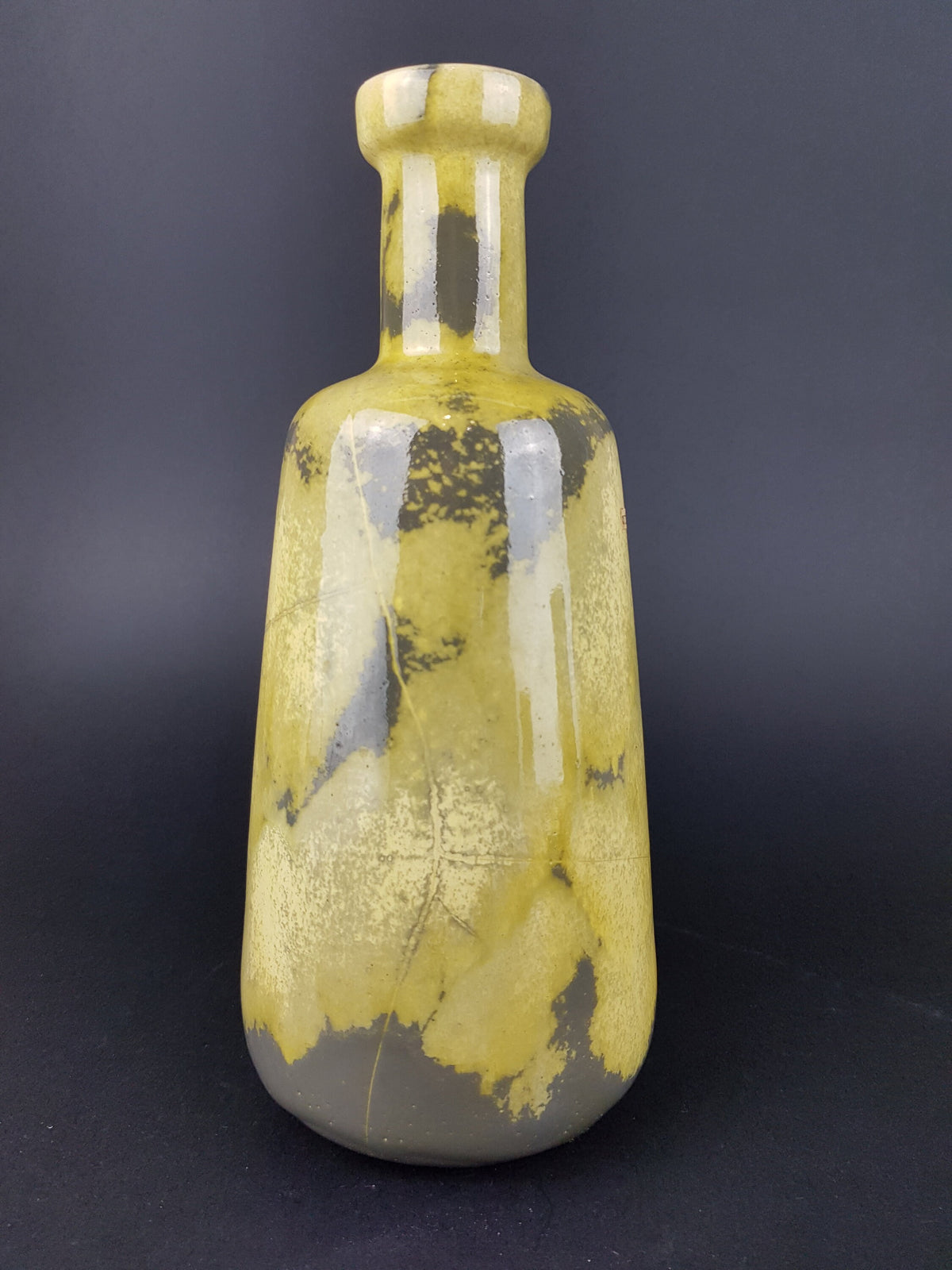 Vintage OTTO KERAMIK Yellow and Gray Vase West German Pottery 1970s