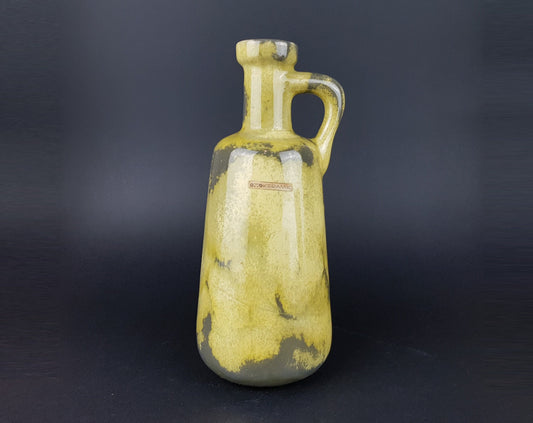 Vintage OTTO KERAMIK Yellow and Gray Vase West German Pottery 1970s