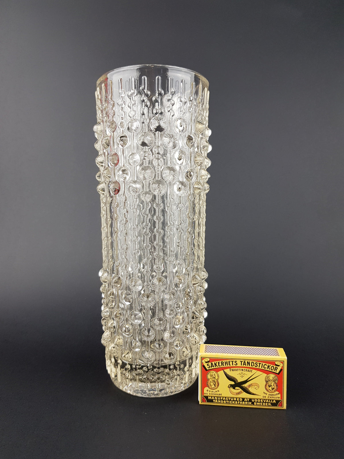Vintage 1974s HERMANOVA Clear Glass Vase from Czech Republic by Frantisek Peceny