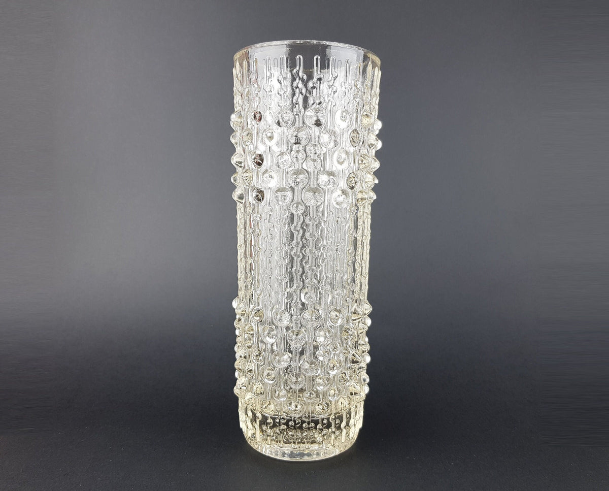 Vintage 1974s HERMANOVA Clear Glass Vase from Czech Republic by Frantisek Peceny