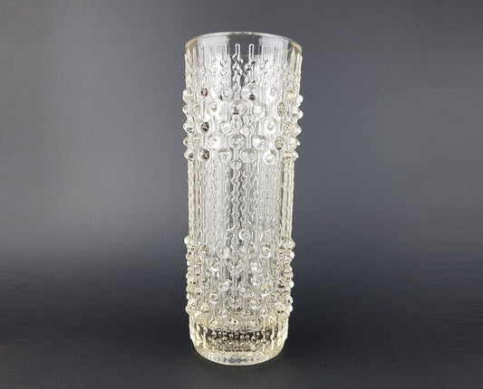 Vintage 1974s HERMANOVA Clear Glass Vase from Czech Republic by Frantisek Peceny