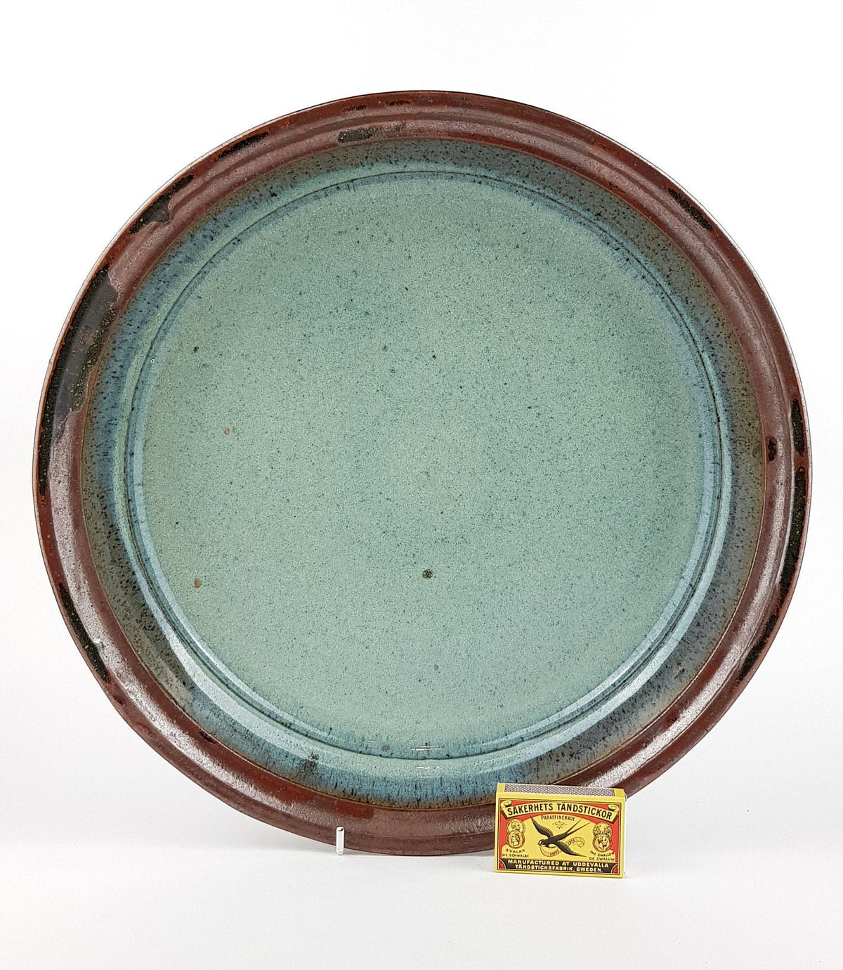 Vintage STUDIO ART POTTERY Turquoise and Brown Bowl from West Germany 1960s