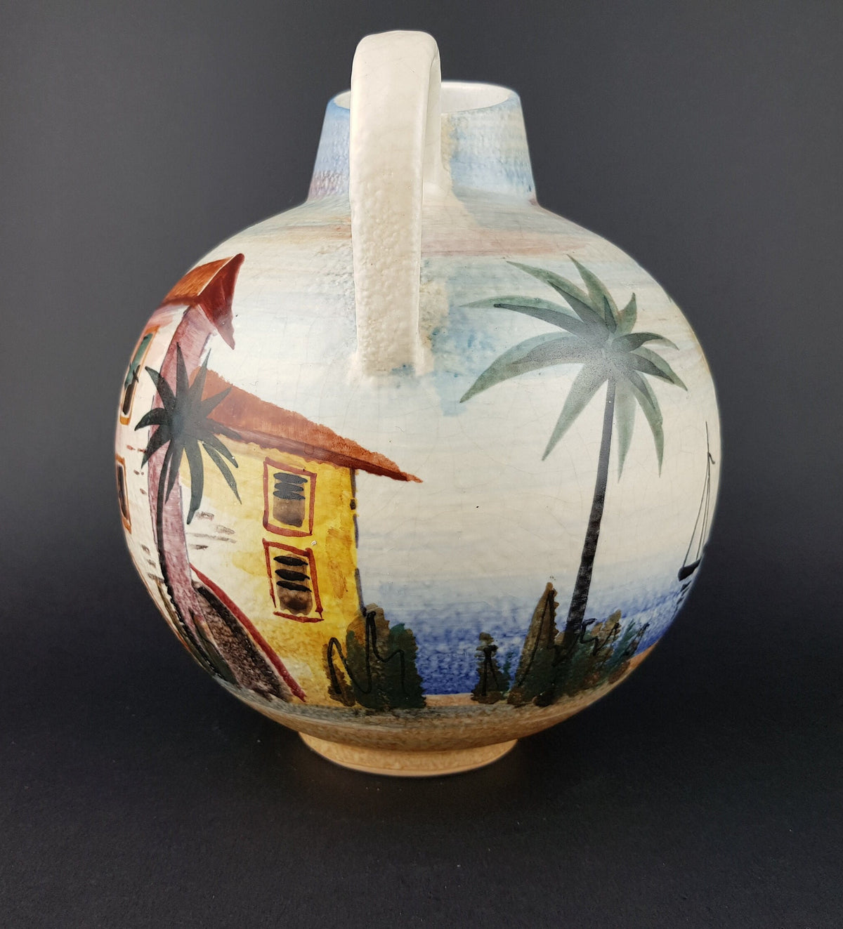 Vintage JAWE EDELKERAMIK Hand Painted Jug Vase with RIMINI decor West German Pottery 1950s