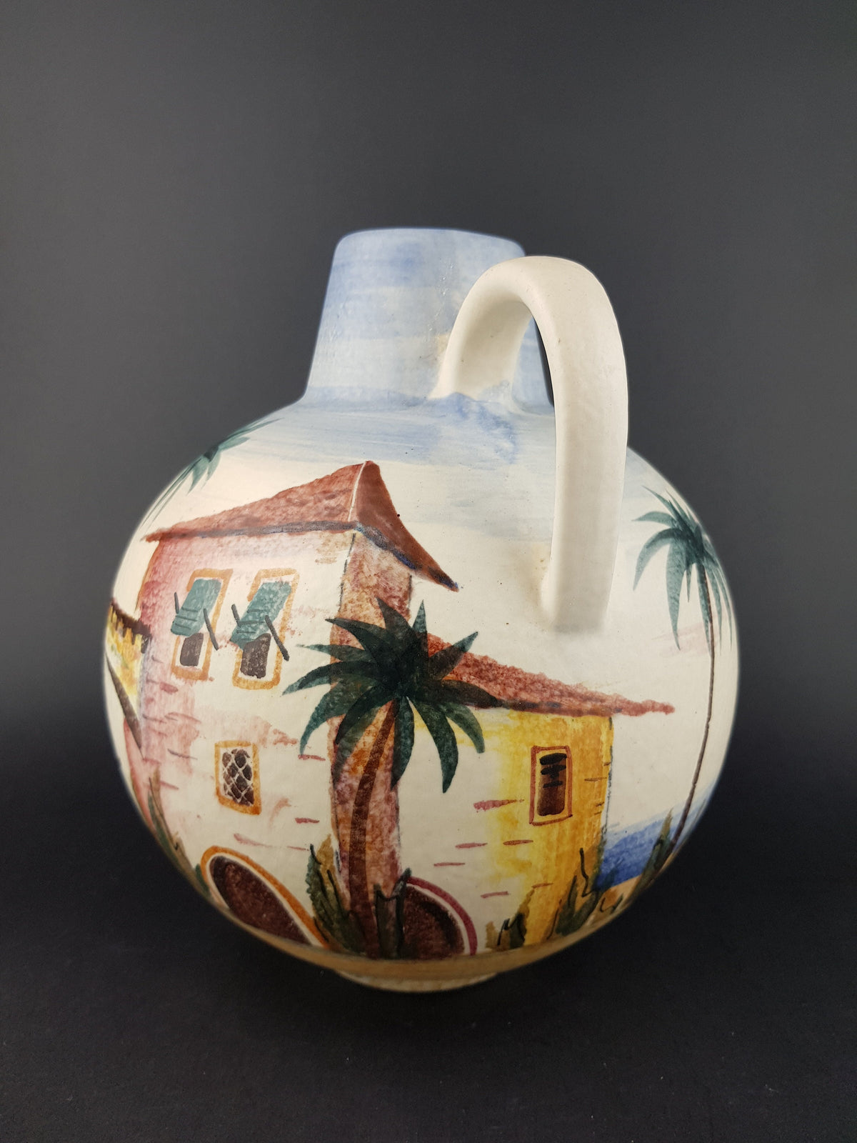 Vintage JAWE EDELKERAMIK Hand Painted Jug Vase with RIMINI decor West German Pottery 1950s