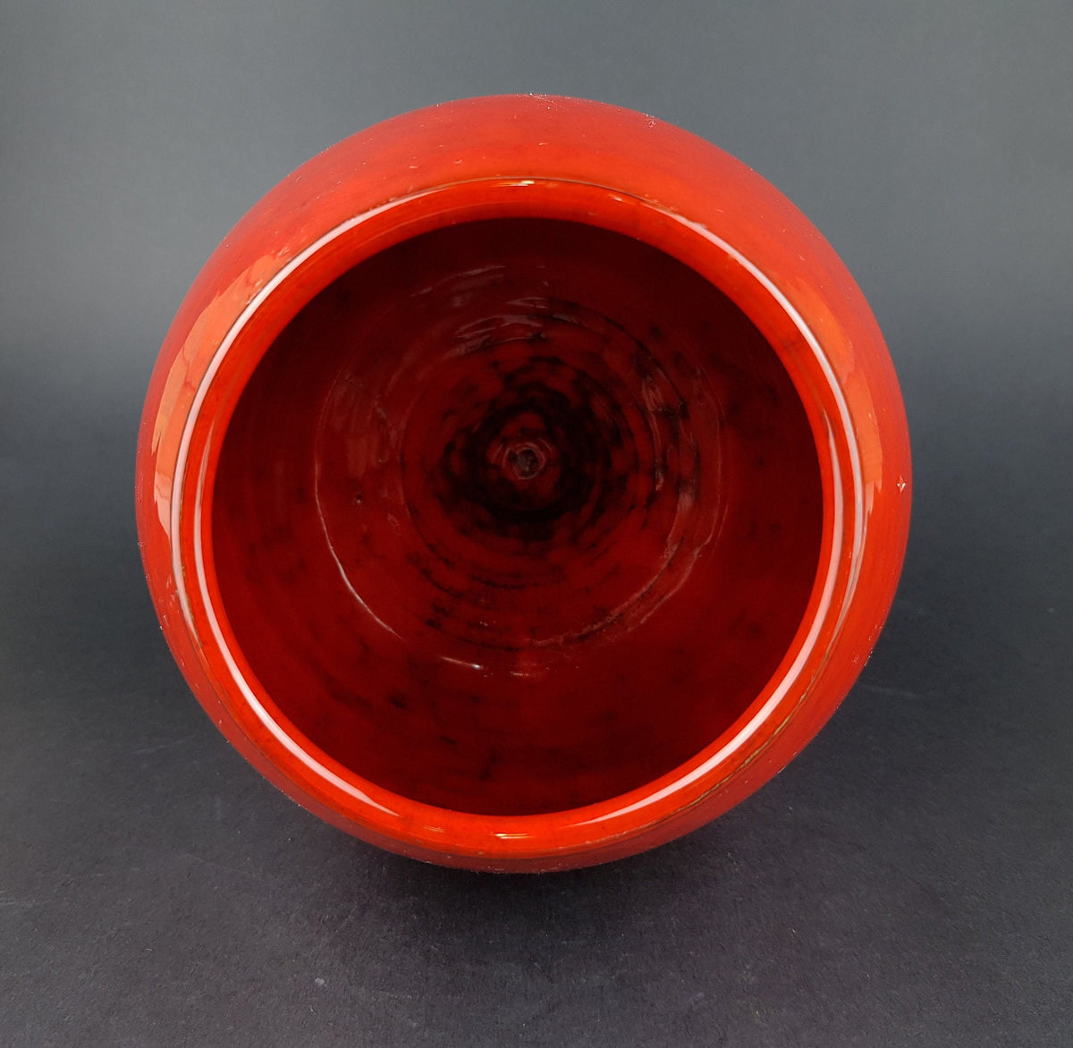 Vintage BERTONCELLO or SICA Red Mottled Vase Fat Lava Era Italian Pottery 1970s