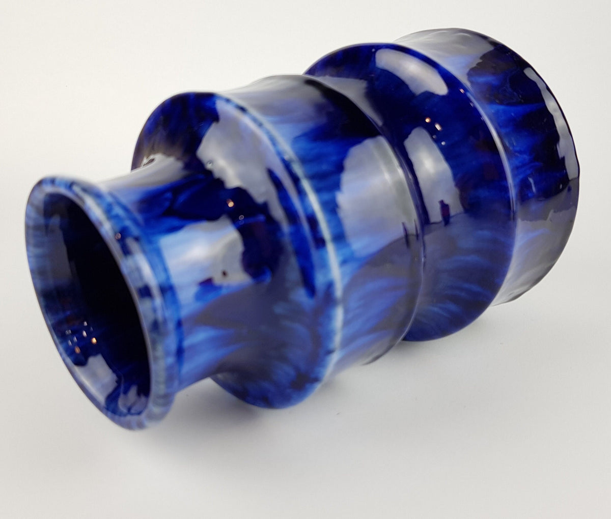 Vintage SCHEURICH KERAMIK Blue PAGODE Vase 267/20 West German Pottery Fat Lava Era
