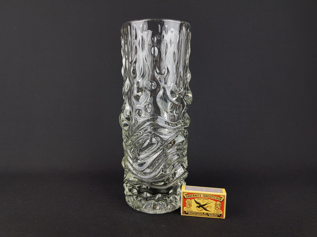 Rare Vintage HERMANOVA Clear Glass Vase from Czech Republic by Frantisek Peceny SKLO Union 1979s