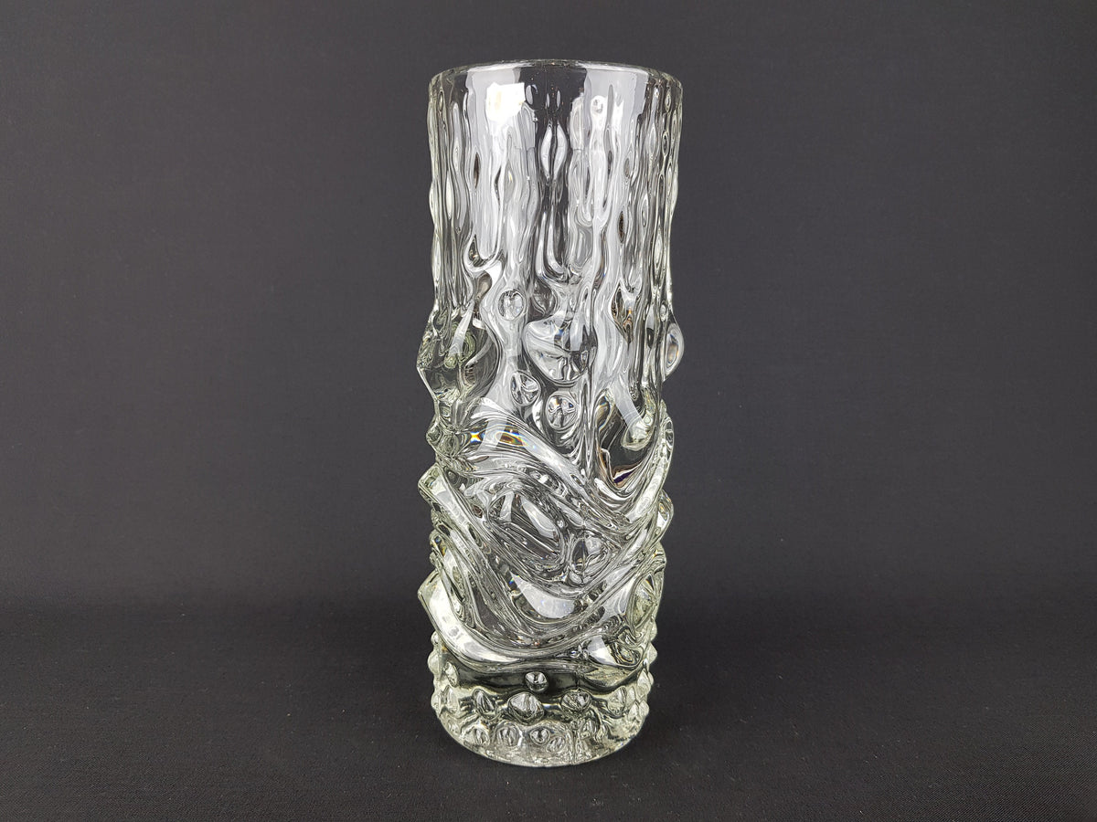 Rare Vintage HERMANOVA Clear Glass Vase from Czech Republic by Frantisek Peceny SKLO Union 1979s