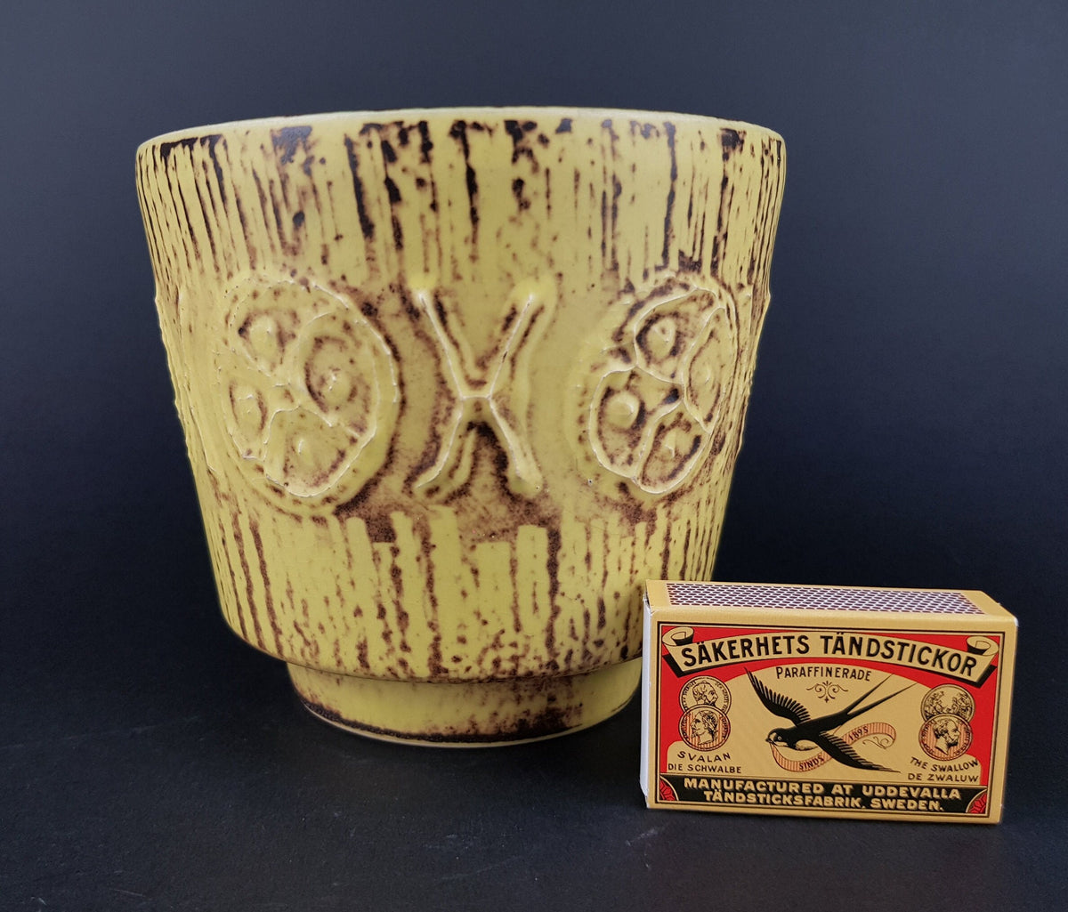 Vintage UBELACKER (Ü-Keramik) Yellow Planter Flower Pot West German Pottery 1960s