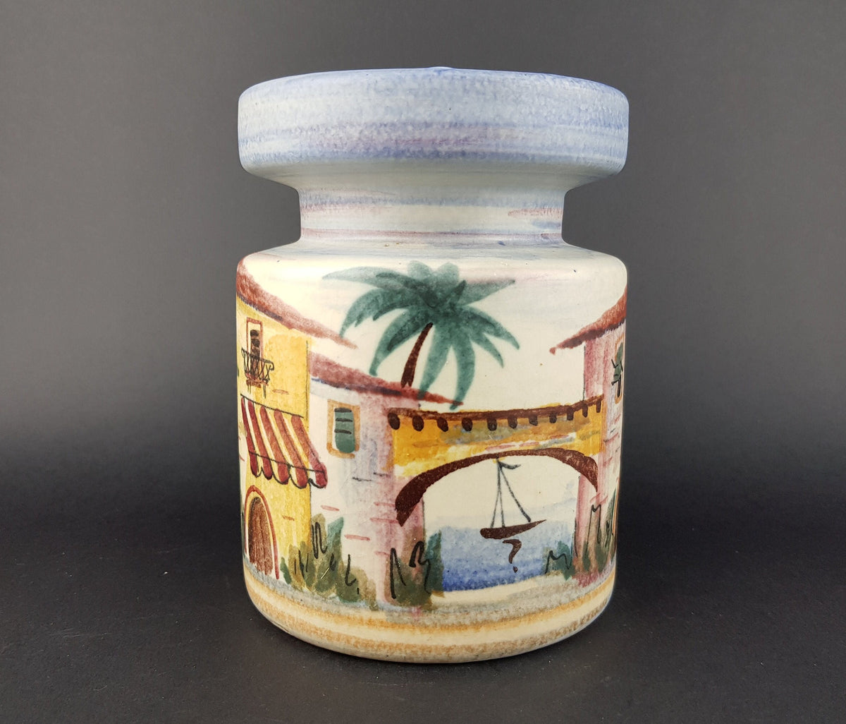 Vintage JAWE EDELKERAMIK Hand Painted Vase with RIMINI decor West German Pottery 1950s