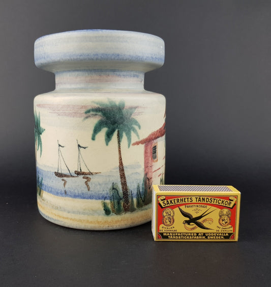 Vintage JAWE EDELKERAMIK Hand Painted Vase with RIMINI decor West German Pottery 1950s