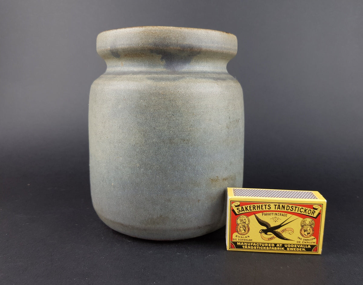Vintage KUBICEK Studio Art Pottery Blue Grayish Vase West Germany 1970s