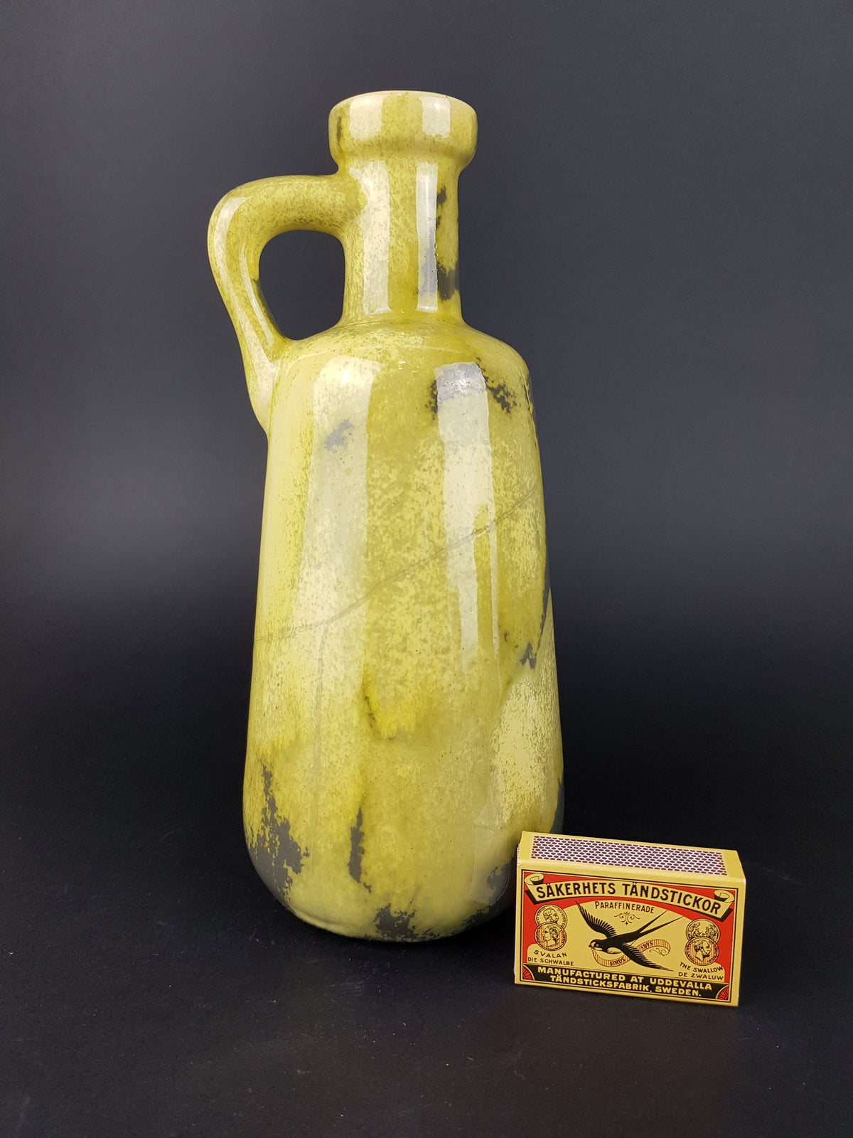 Vintage OTTO KERAMIK Yellow and Gray Vase West German Pottery 1970s