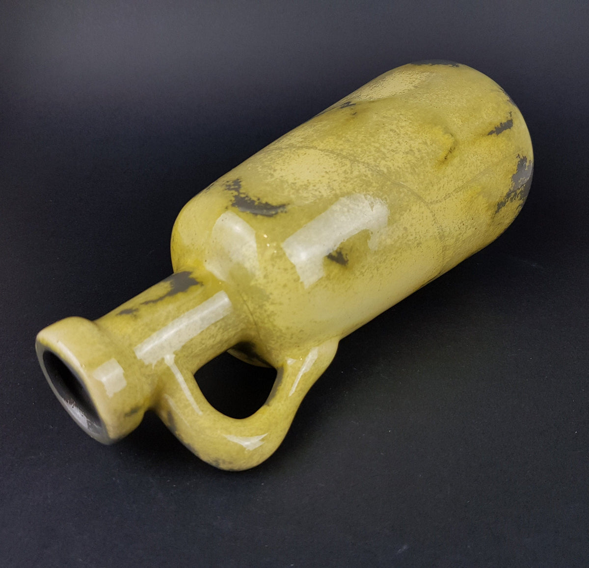 Vintage OTTO KERAMIK Yellow and Gray Vase West German Pottery 1970s