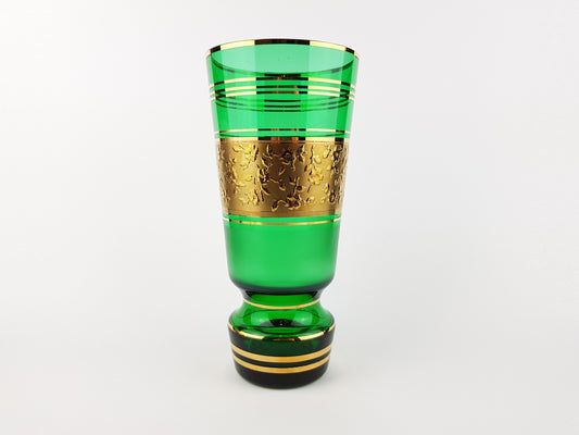 Vintage Czech BORSKE Sklo Union Emerald Green Glass Vase Bohemian 1970s