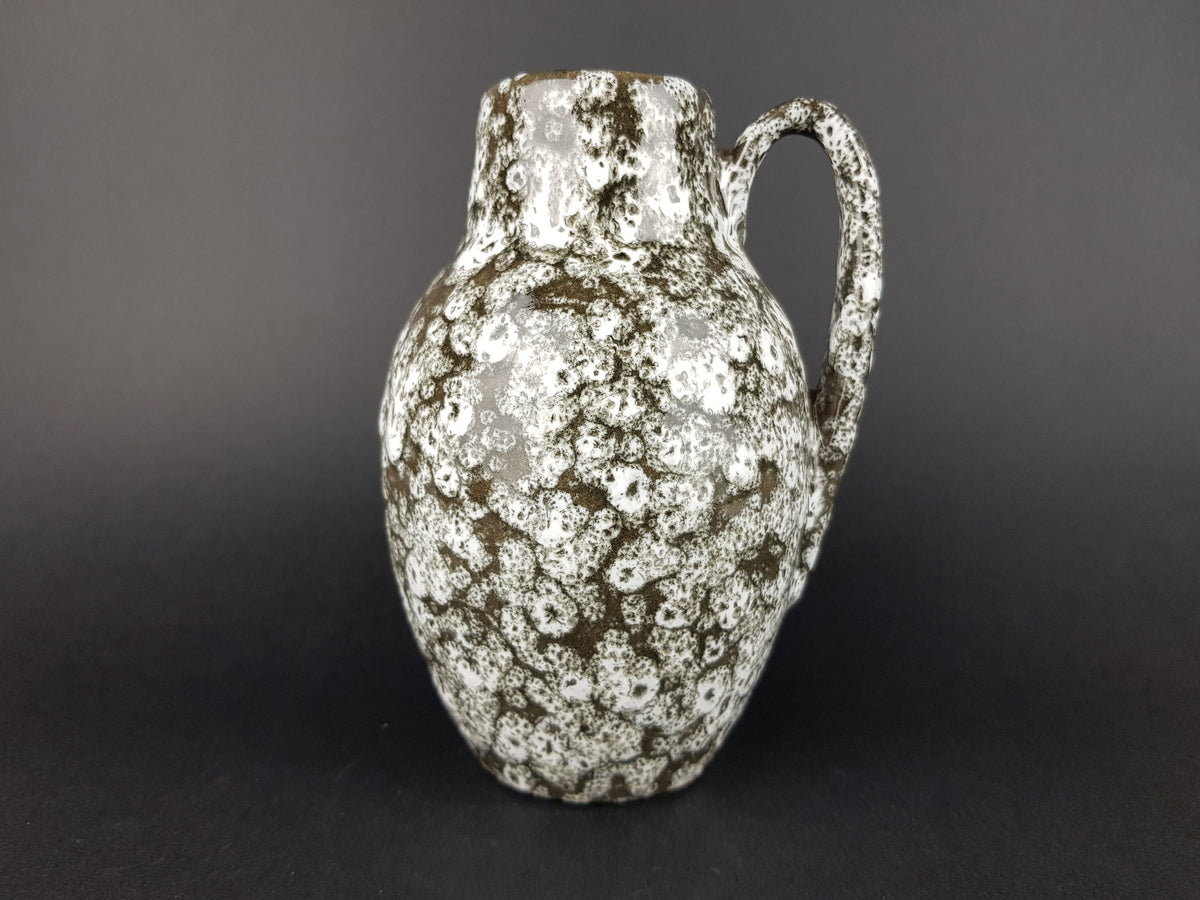 Vintage SCHEURICH KERAMIK Brown and White Fat Lava Vase 414-16 West German Pottery 1960s