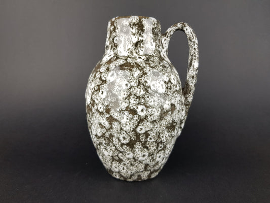 Vintage SCHEURICH KERAMIK Brown and White Fat Lava Vase 414-16 West German Pottery 1960s