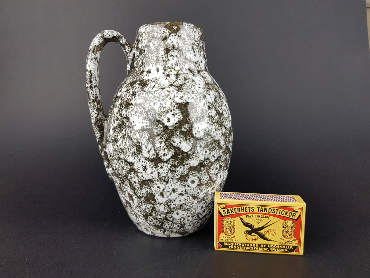 Vintage SCHEURICH KERAMIK Brown and White Fat Lava Vase 414-16 West German Pottery 1960s