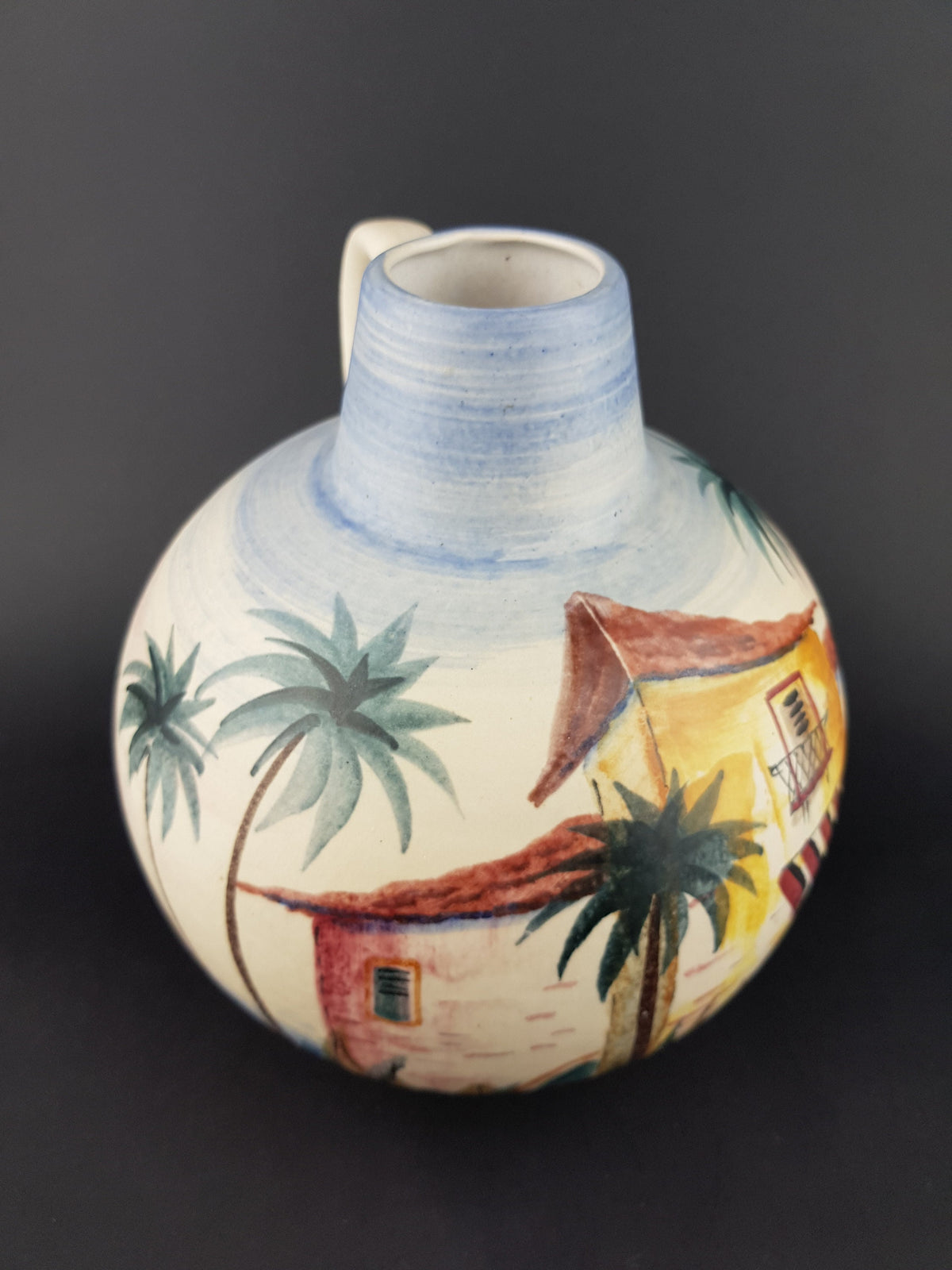 Vintage JAWE EDELKERAMIK Hand Painted Jug Vase with RIMINI decor West German Pottery 1950s
