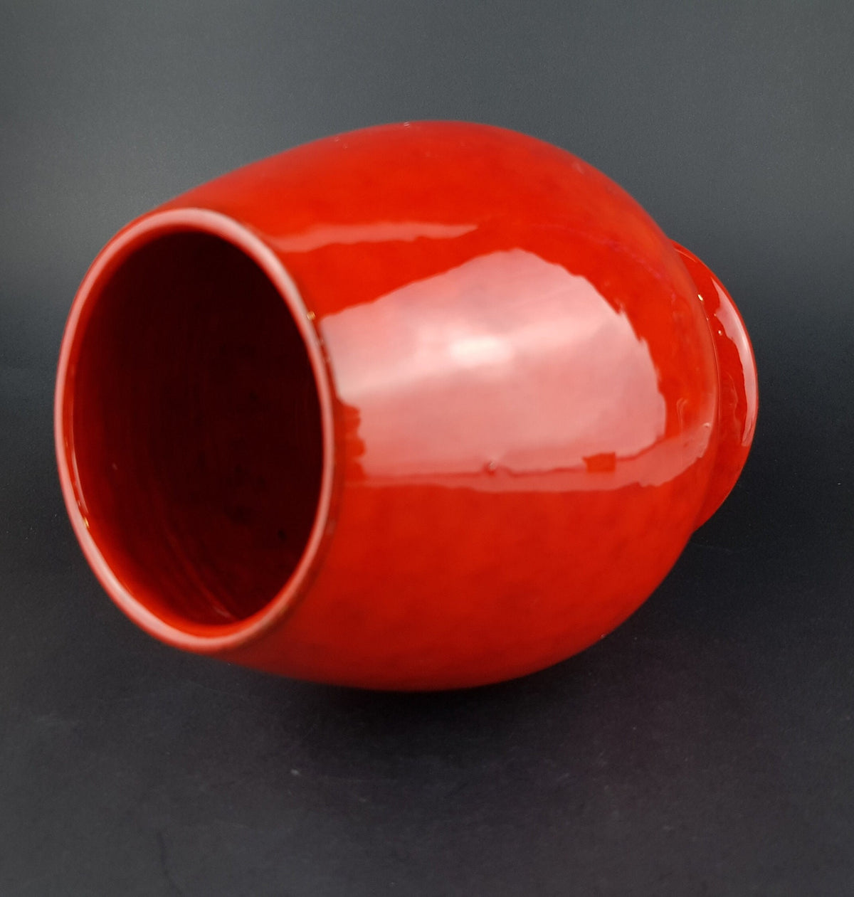 Vintage BERTONCELLO or SICA Red Mottled Vase Fat Lava Era Italian Pottery 1970s