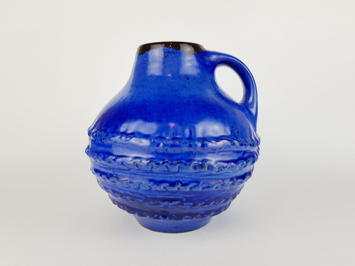 Vintage CARSTENS TÖNNIESHOF Handled Blue Vase 3002 20 West German Pottery