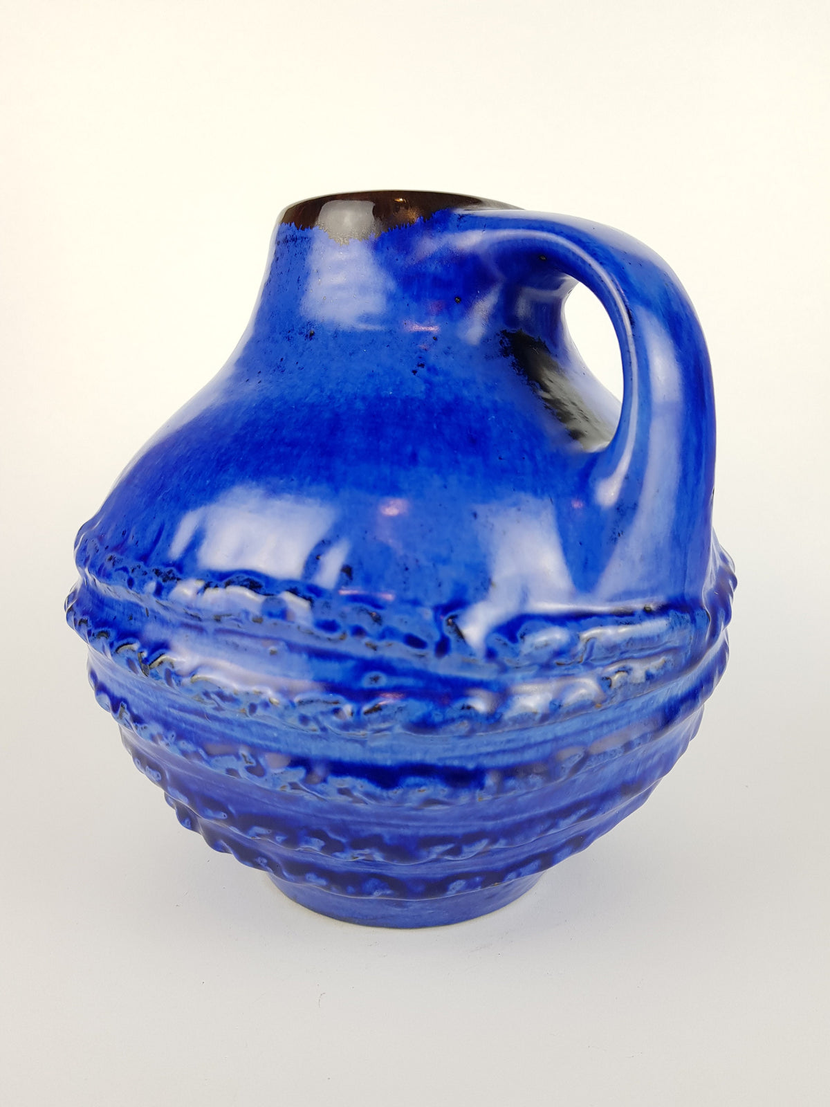 Vintage CARSTENS TÖNNIESHOF Handled Blue Vase 3002 20 West German Pottery