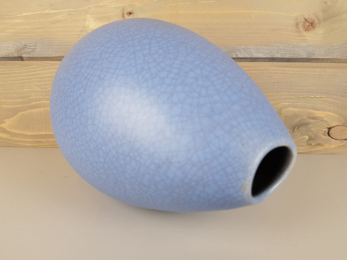 Vintage ERNST LOESCHE Blue Studio Art Pottery Vase Fat Lava Era West German Pottery 1950s