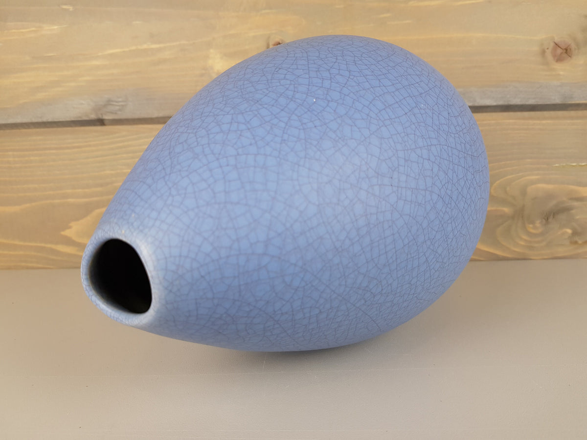 Vintage ERNST LOESCHE Blue Studio Art Pottery Vase Fat Lava Era West German Pottery 1950s