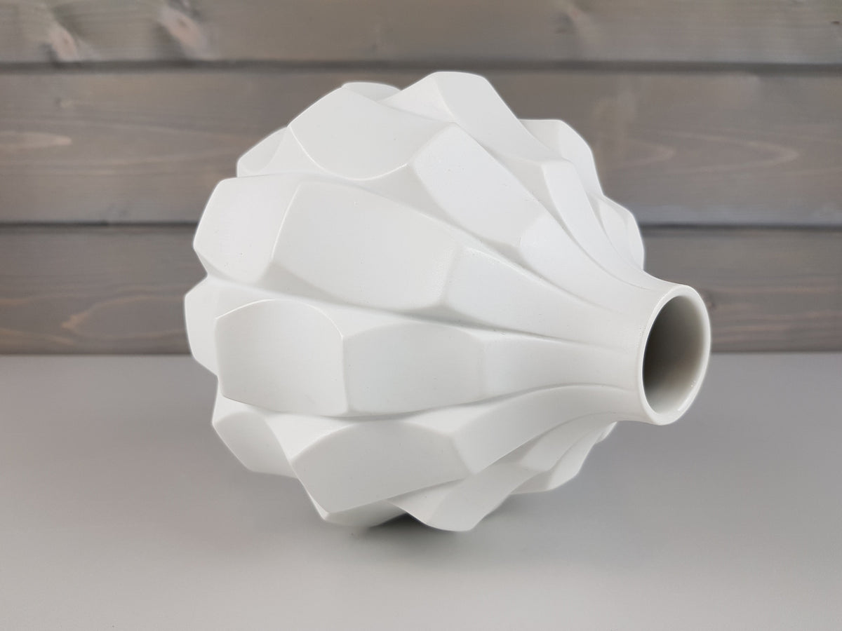 Vintage HUTSCHENREUTHER PORCELAIN Op Art ARTICHOKE Vase by Fuchs 1960-70s