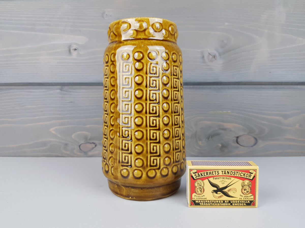 Vintage AK KERAMIK (Alfred Klein, Ransbach) Olive Green Vase West German Pottery Fat Lava Era