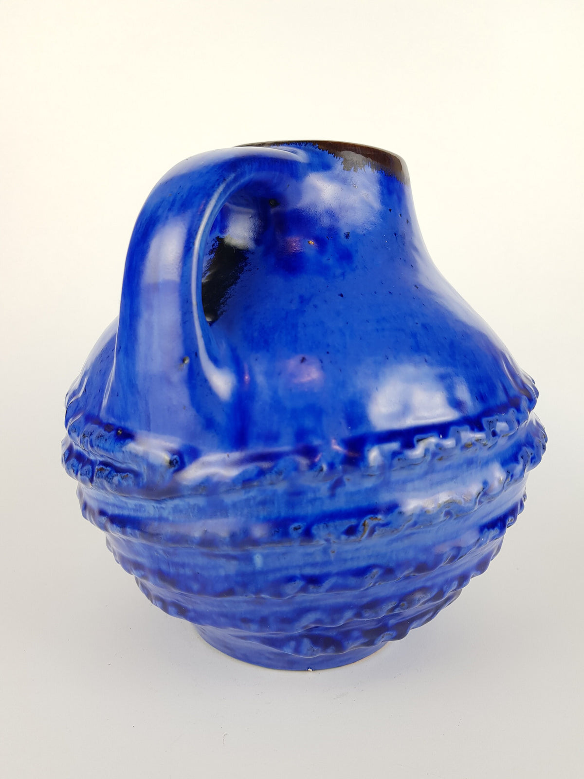 Vintage CARSTENS TÖNNIESHOF Handled Blue Vase 3002 20 West German Pottery