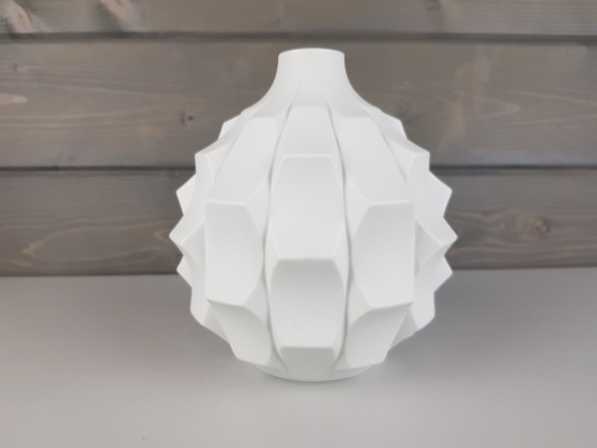 Vintage HUTSCHENREUTHER PORCELAIN Op Art ARTICHOKE Vase by Fuchs 1960-70s
