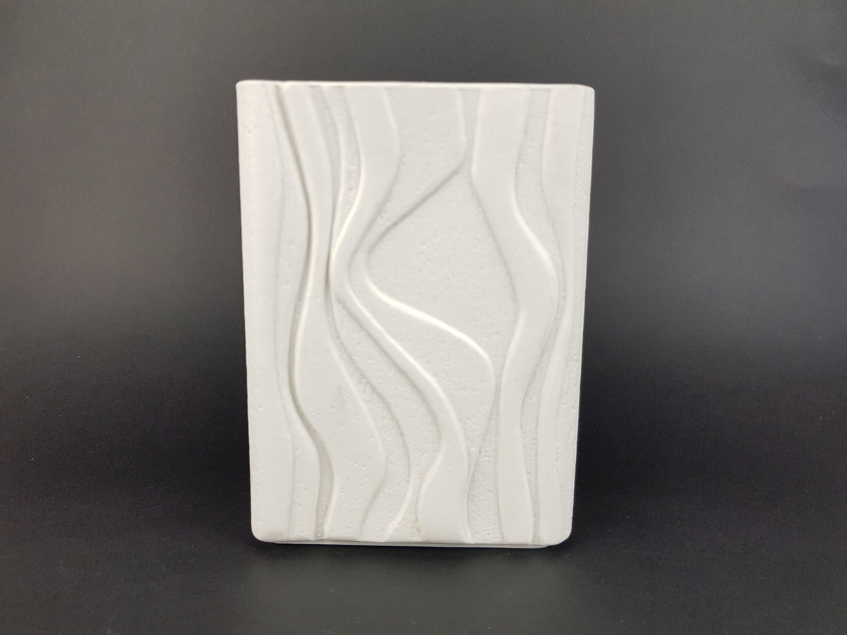 Vintage HEINRICH PORZELLAN GERMANY Rectangular Porcelain Vase With 3D Relief Decor