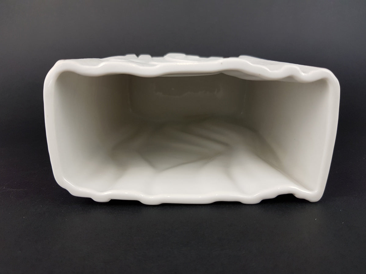 Vintage HEINRICH PORZELLAN GERMANY Rectangular Porcelain Vase With 3D Relief Decor