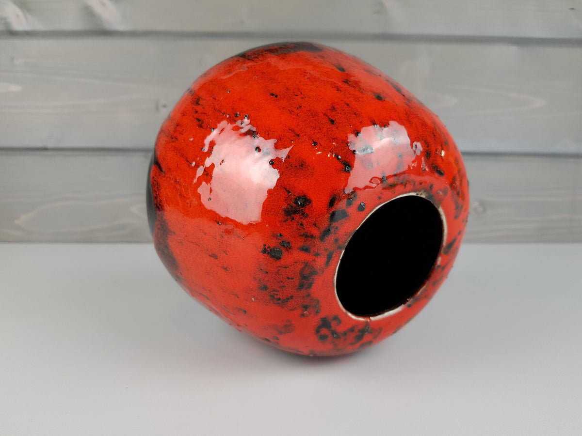 Vintage CARSTENS KERAMIK Red and Black Vase 194 14 West German Pottery 1960s
